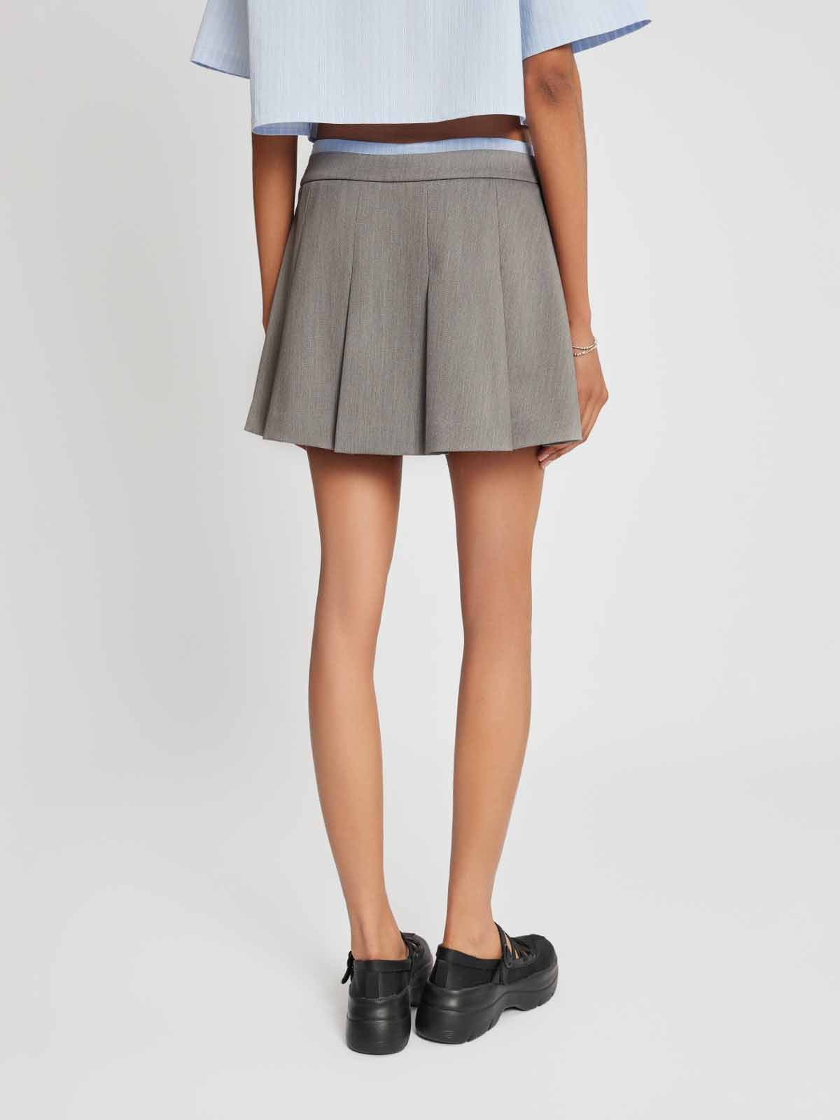 Layered Waistband Pleated Mini Skort