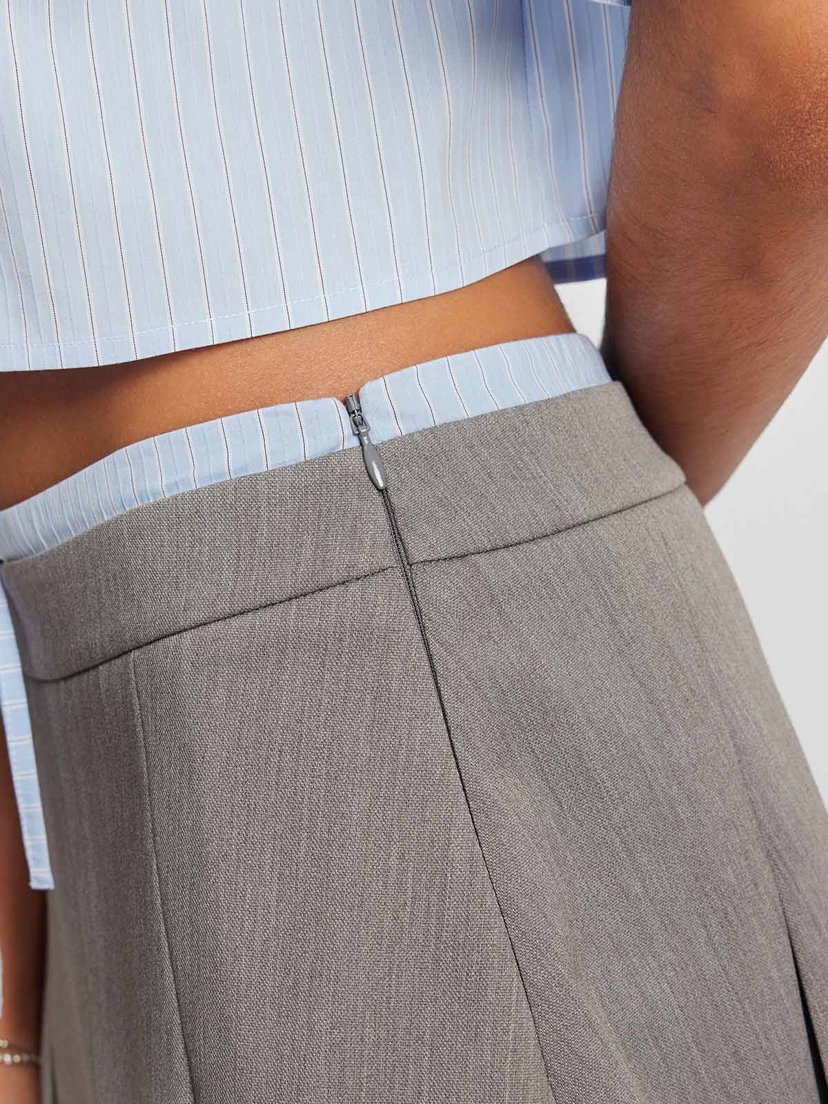 Layered Waistband Pleated Mini Skort