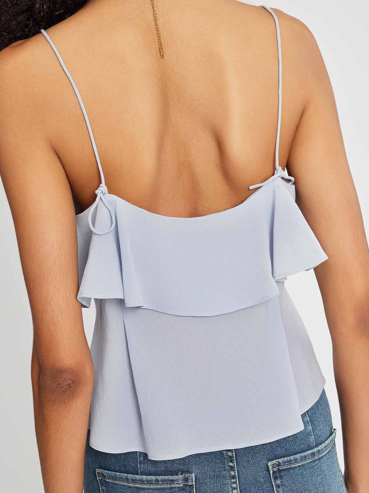 Ruffled Chiffon V-Neck Camisole