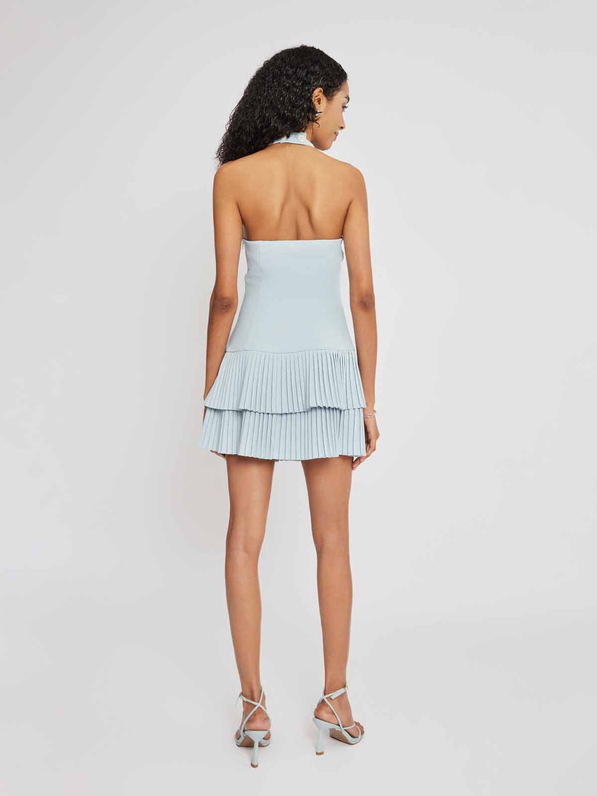 Halterneck Pleated Mini Dress