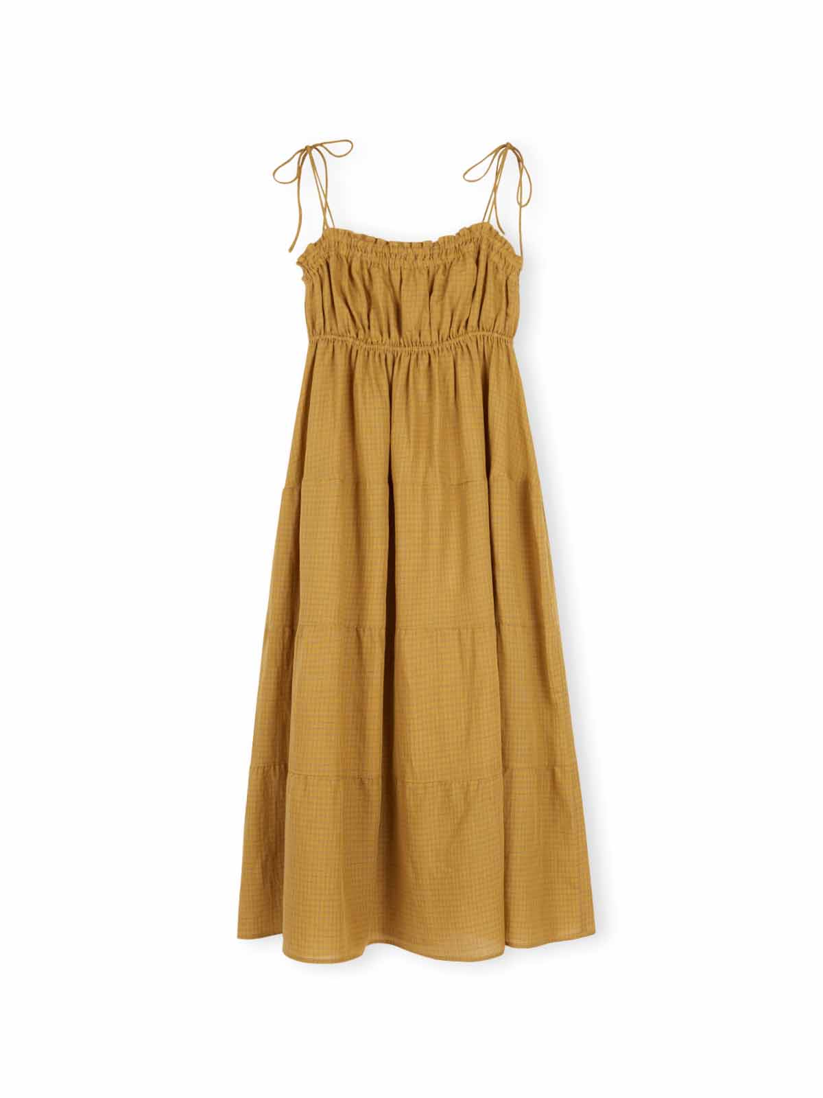  Linen Tiered Midi Dress
