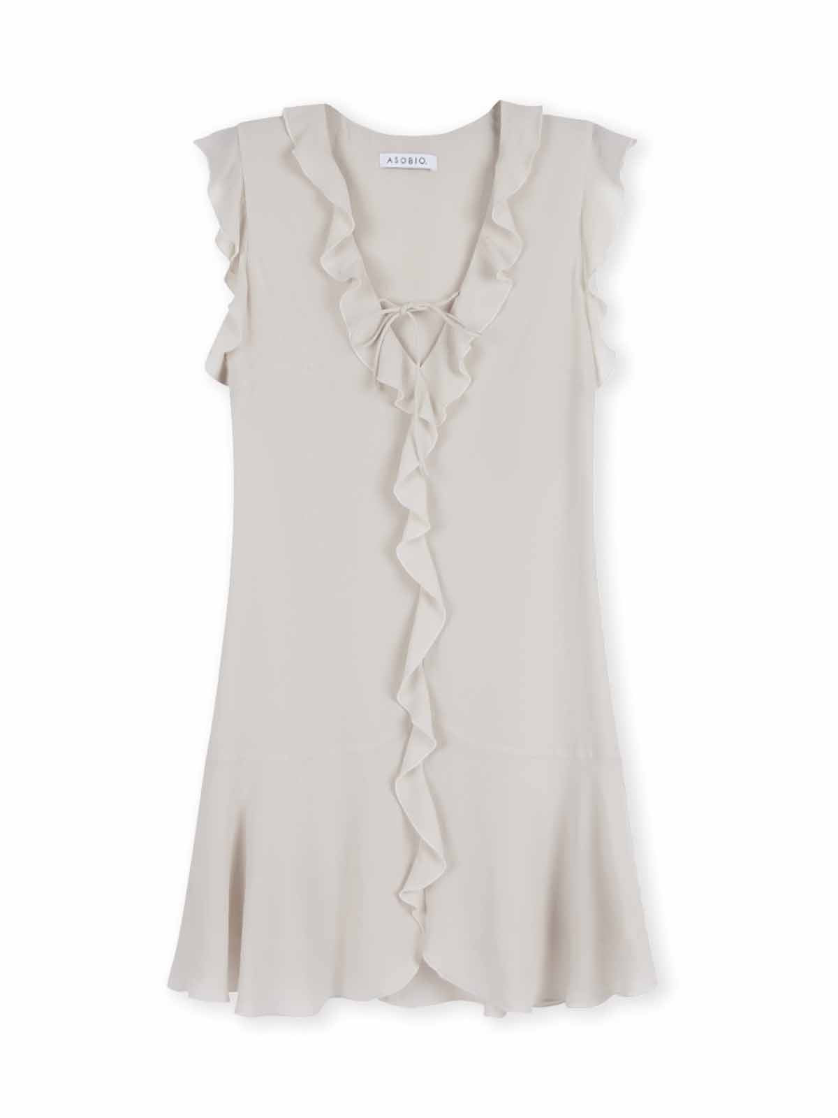 ASOBIO Ruffled Tie-Front Fit-and-Flare Mini Dress