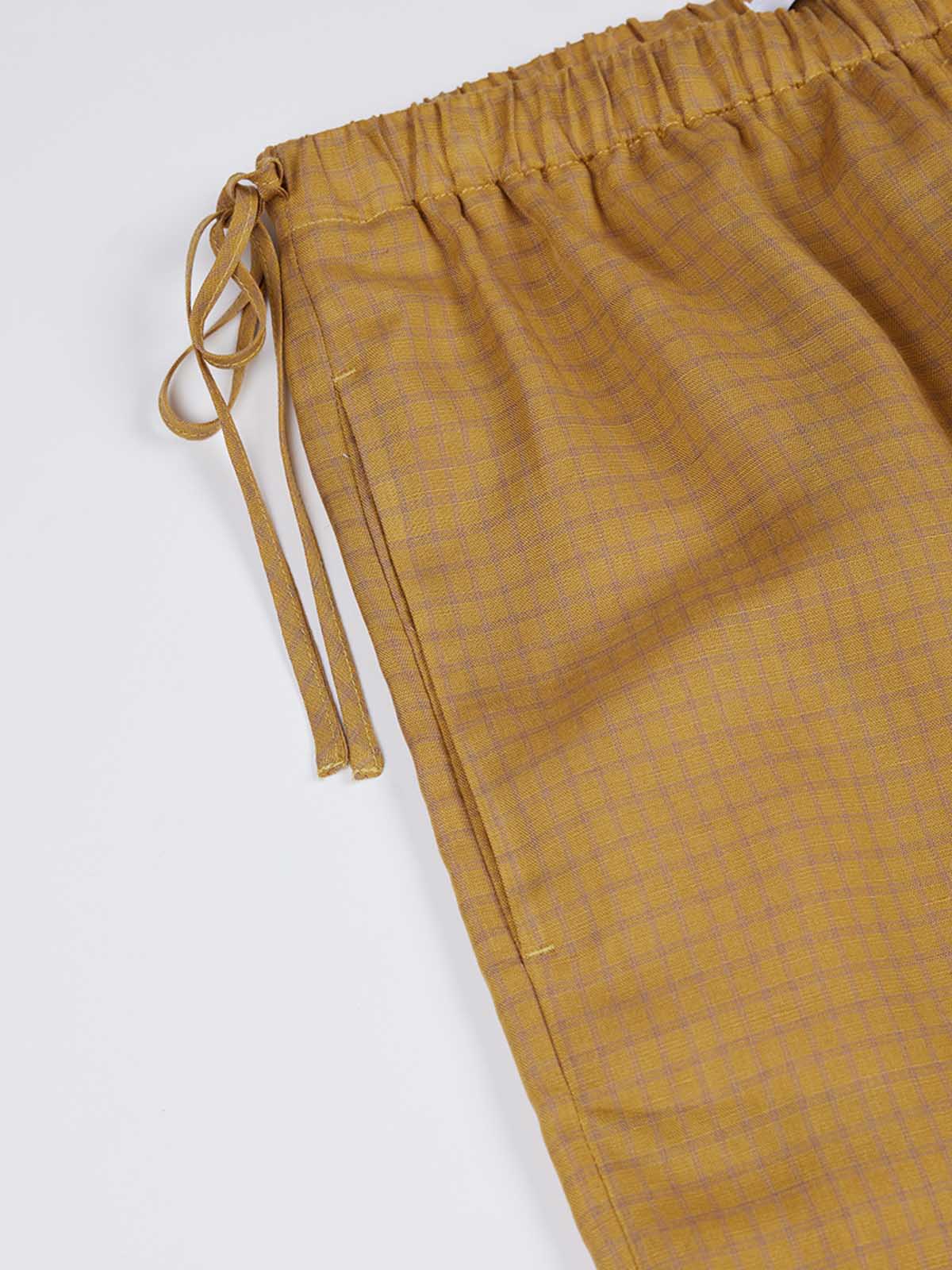 Mustard yellow shorts with drawstring