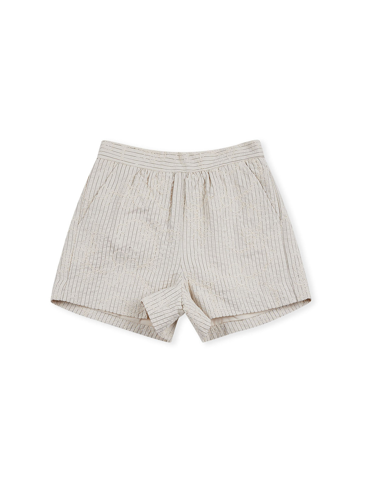 Striped Embroidered Shorts
