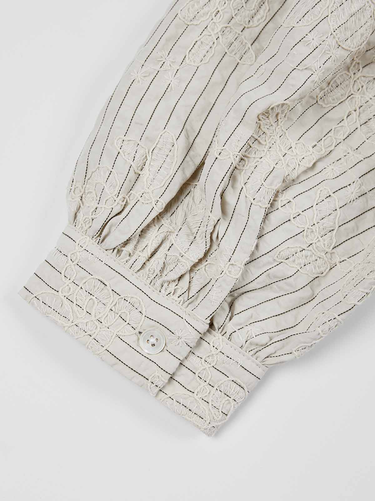 Stand-Collar Puff-Sleeve Shirt