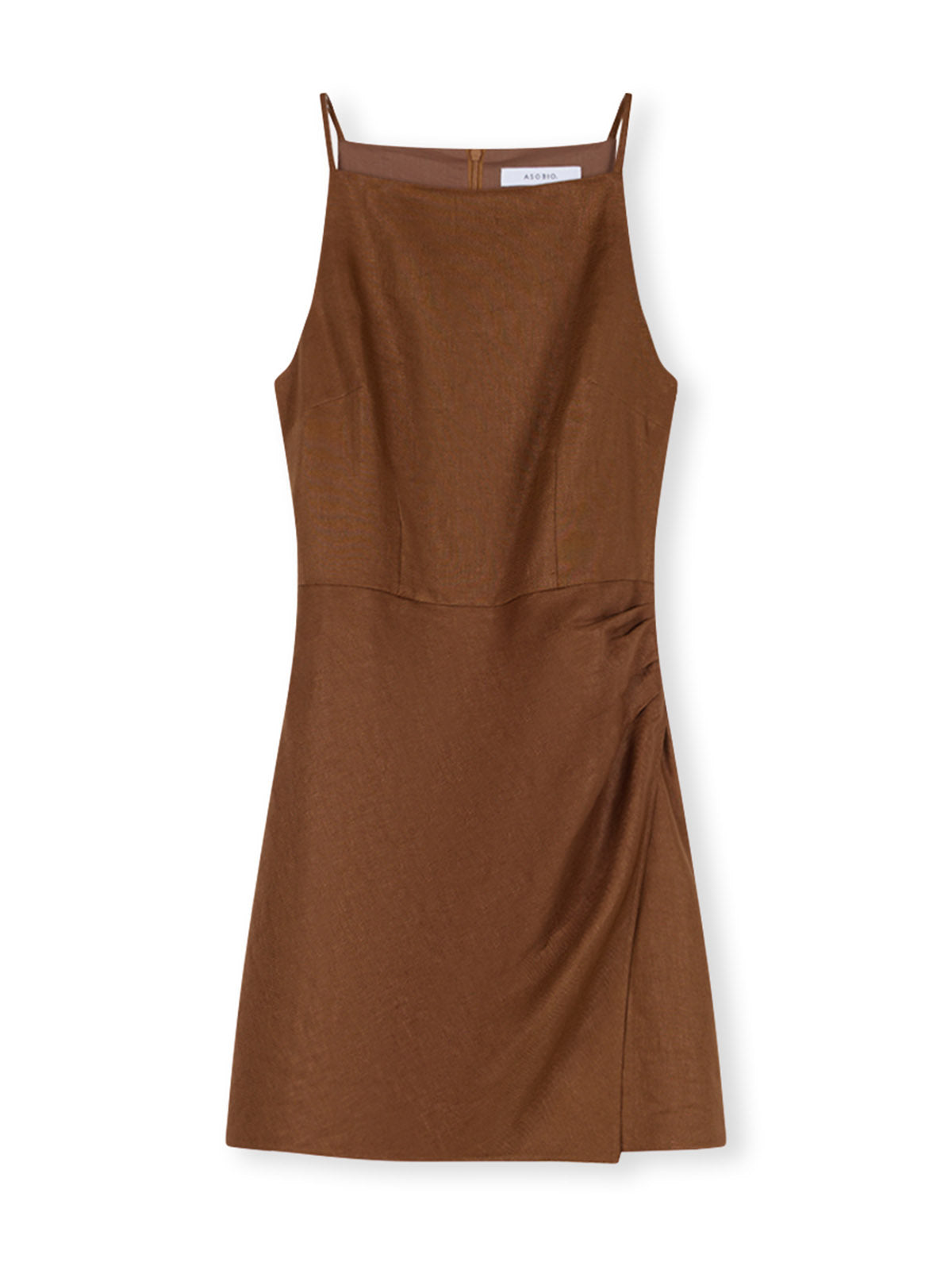 ASOBIO 100% Linen Faux-Wrap Mini Dress