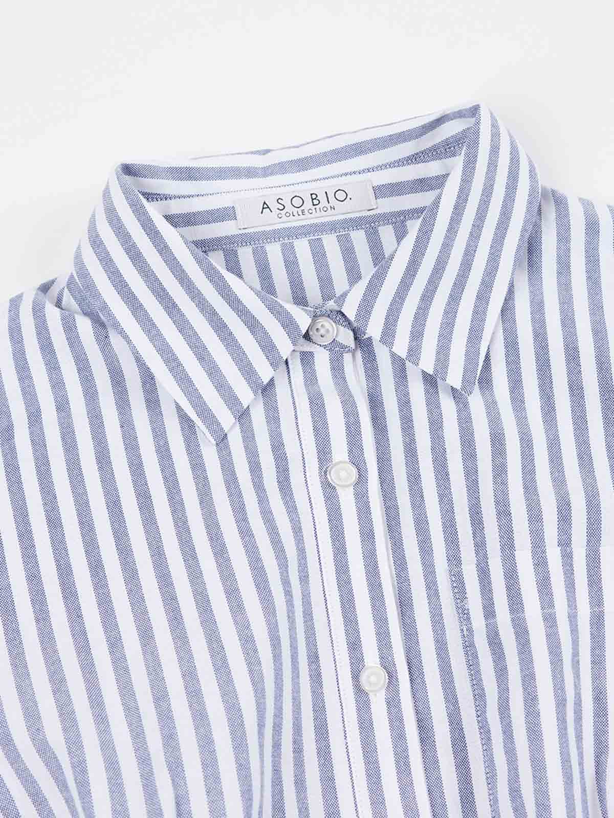 ASOBIO Striped Cotton Shirt Mini Dress
