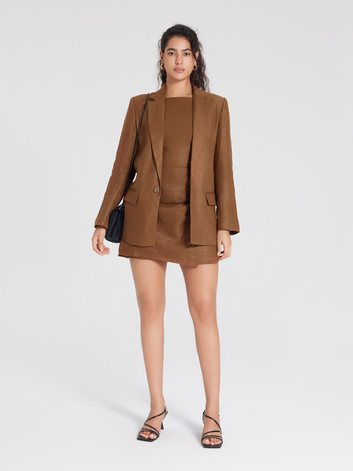 ASOBIO 100% Linen Blazer with Striped Lining