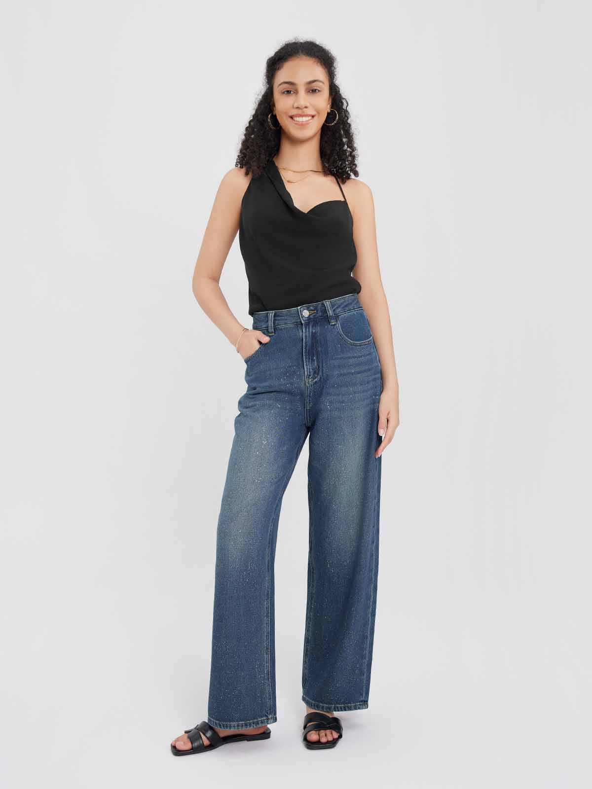 Shimmer Wide-Leg Jeans