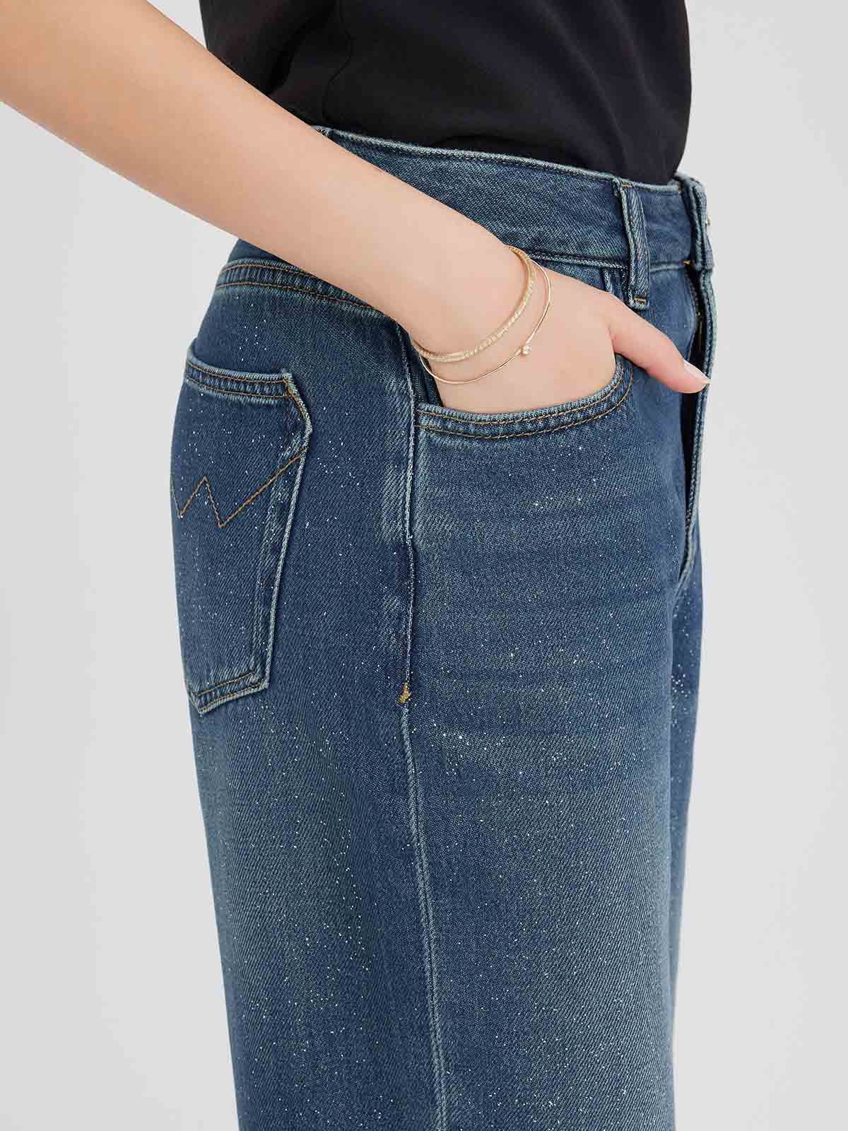 Shimmer Wide-Leg Jeans