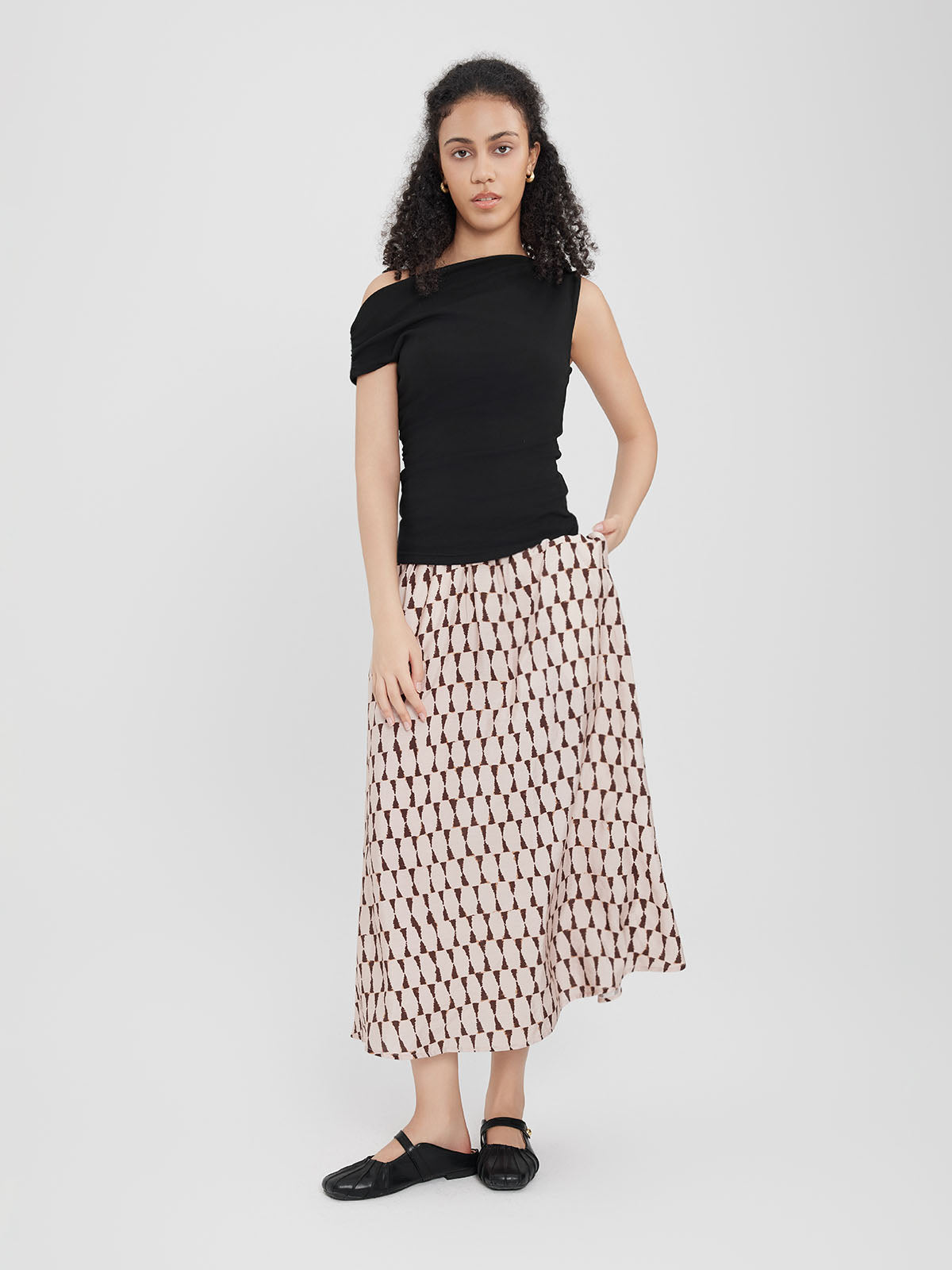  Ruched One-Shoulder Knit Top