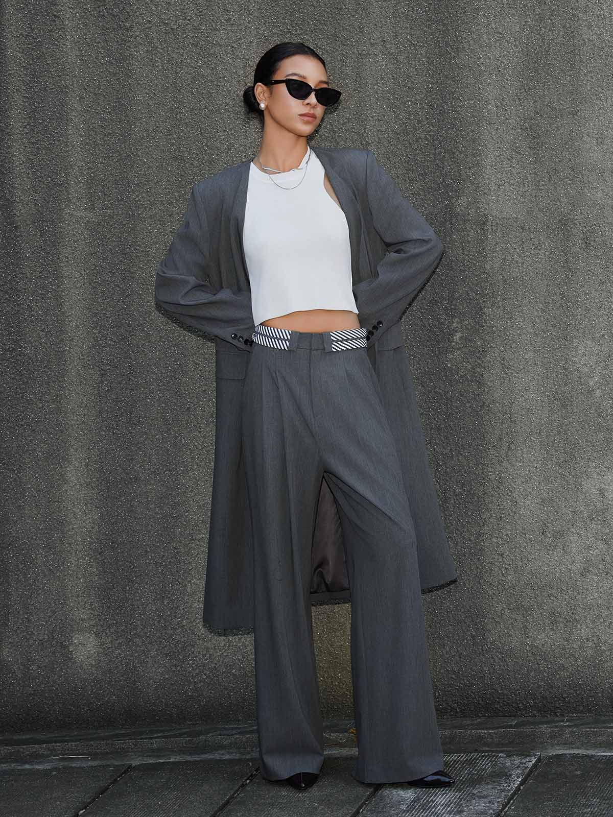 ASOBIO Collarless Open Blazer