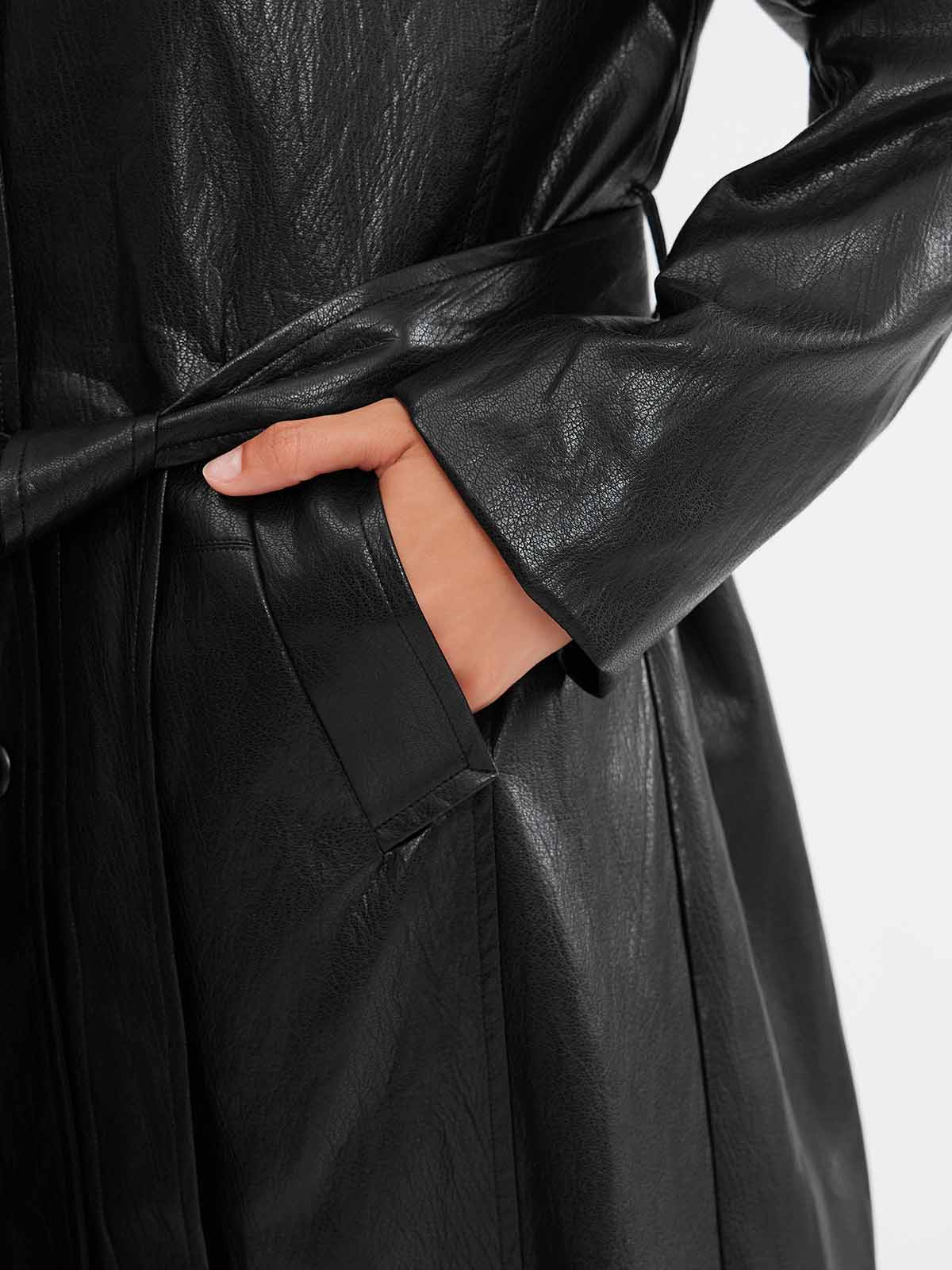 ASOBIO Vegan Leather Longline Trench Coat