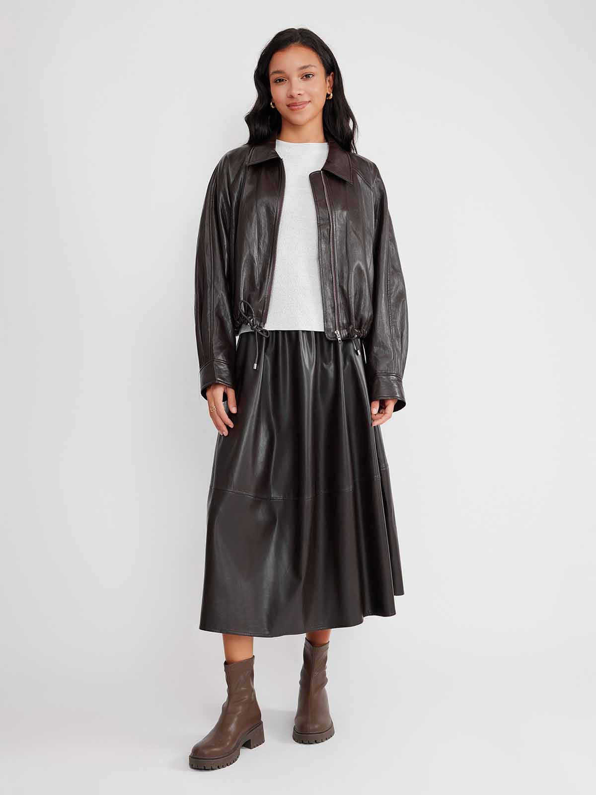 ASOBIO Vegan Leather Oversized Jacket