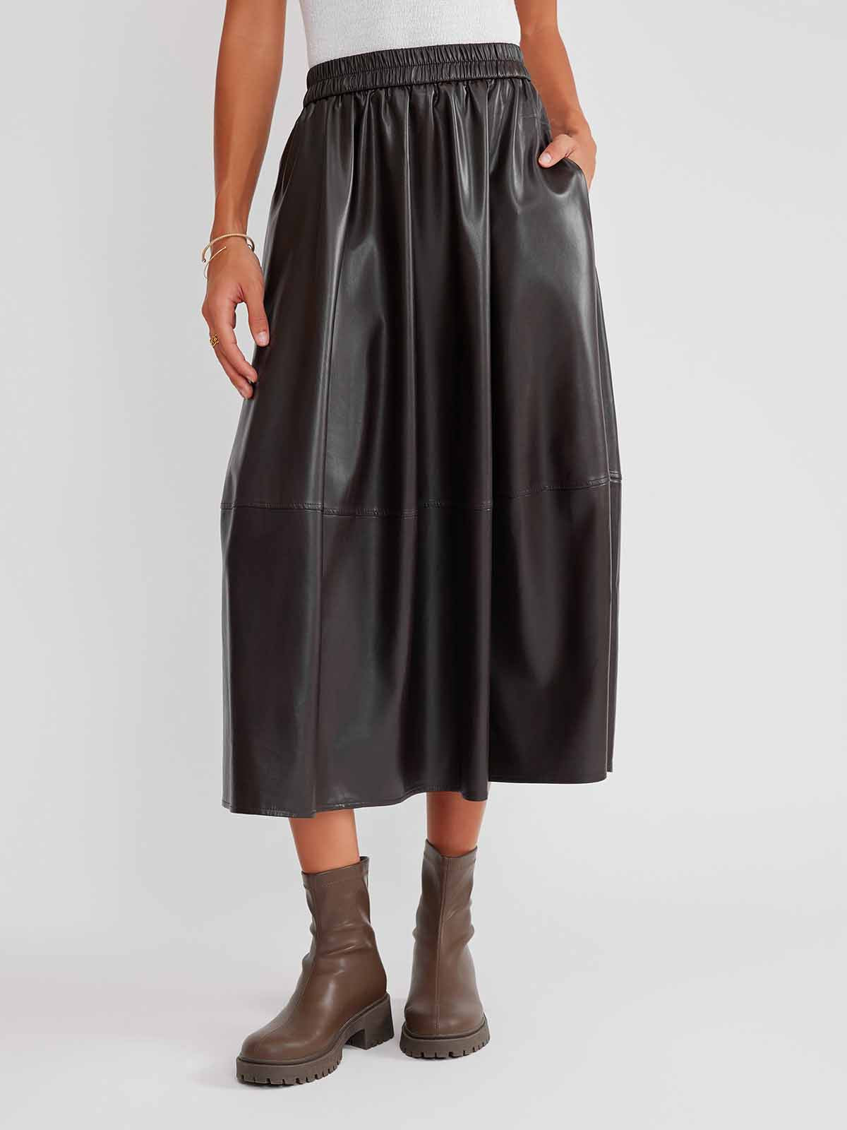 ASOBIO PU Maxi Skirt