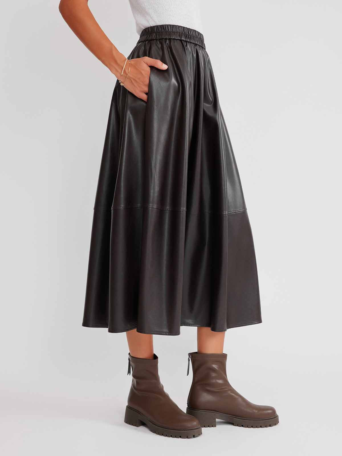 ASOBIO PU Maxi Skirt