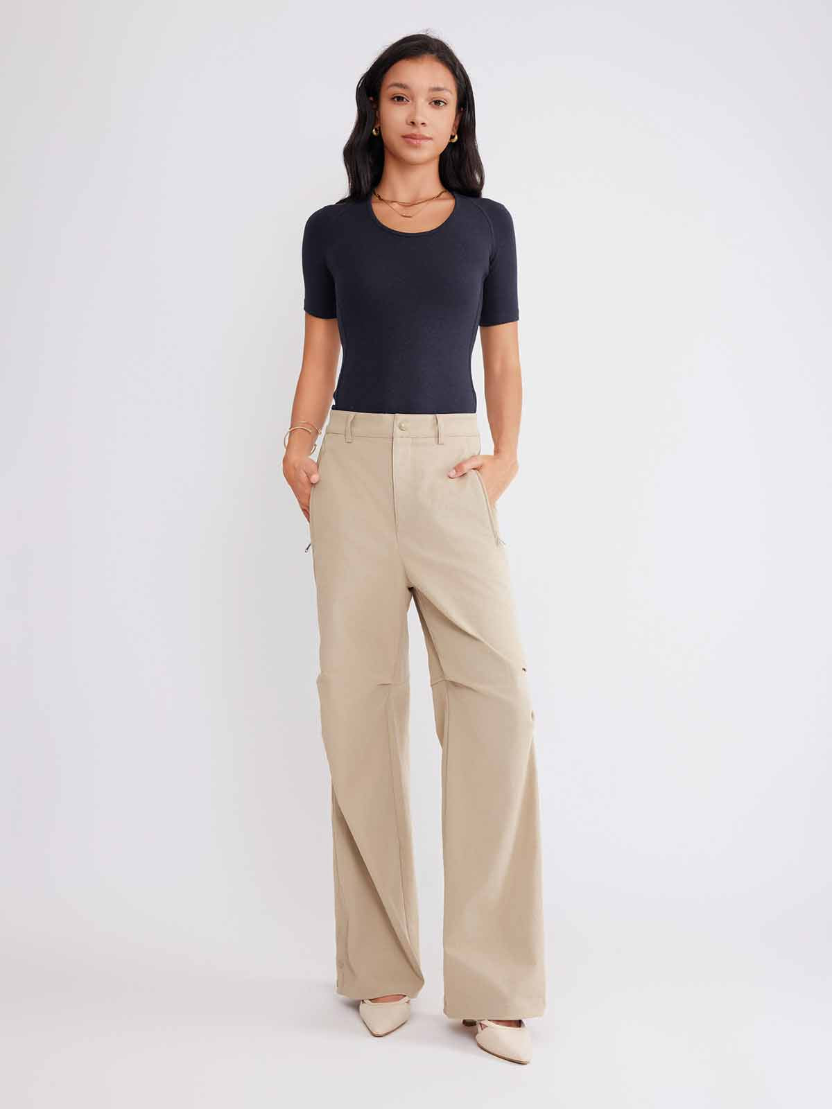 ASOBIO Wool Blend Short-Sleeve Top