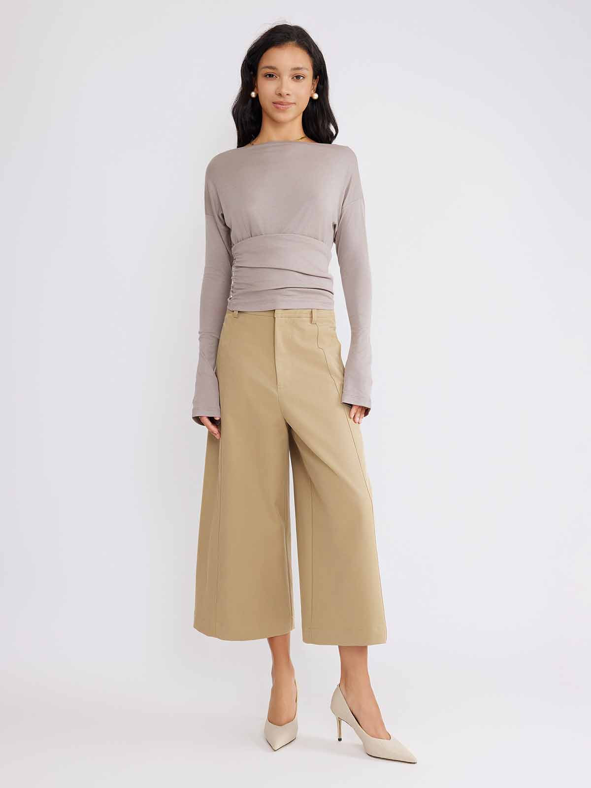 ASOBIO Wool Blend Ruched T-Shirt