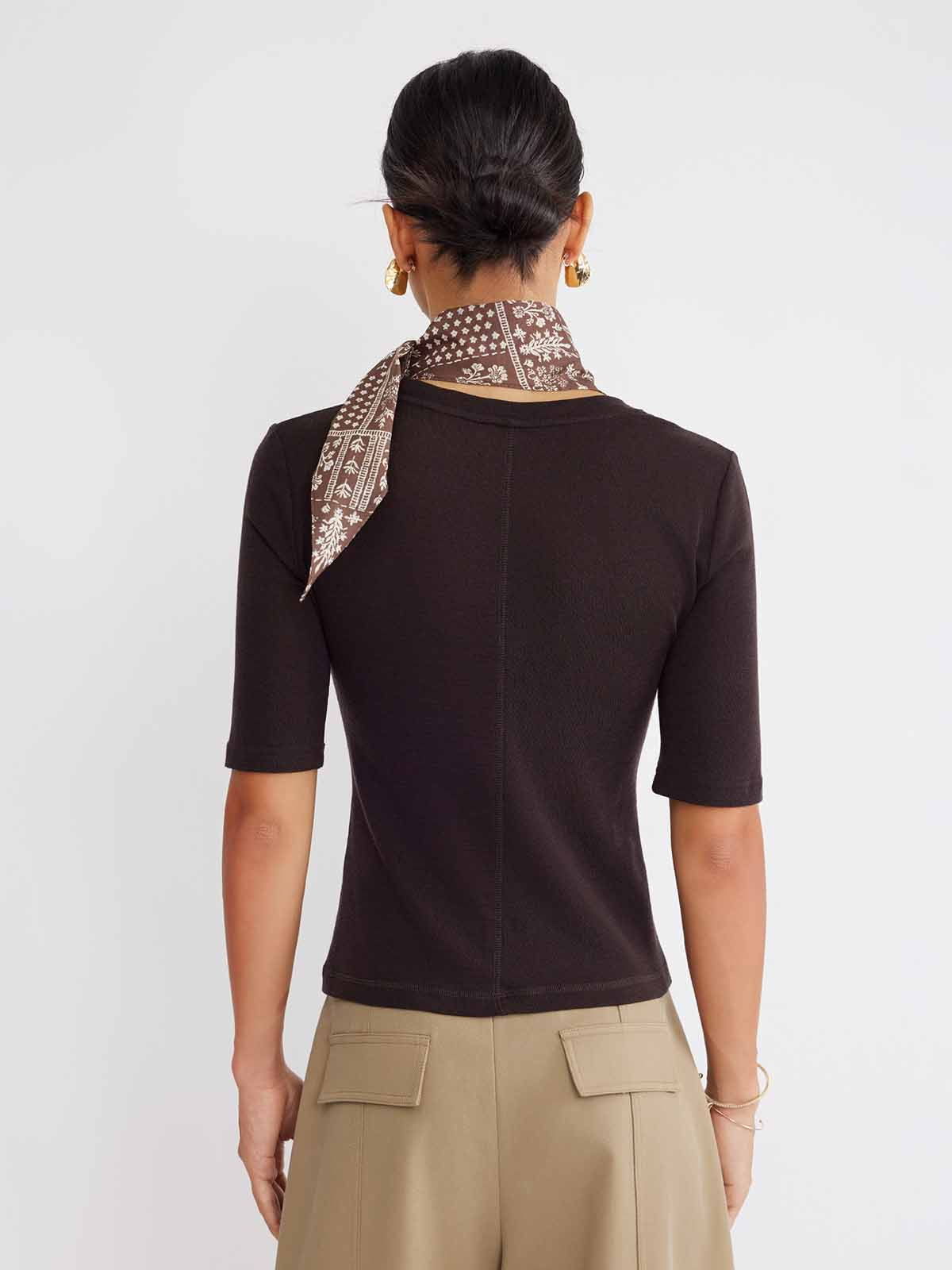 ASOBIO 100% Wool Cropped Knit T-Shirt & Scarf