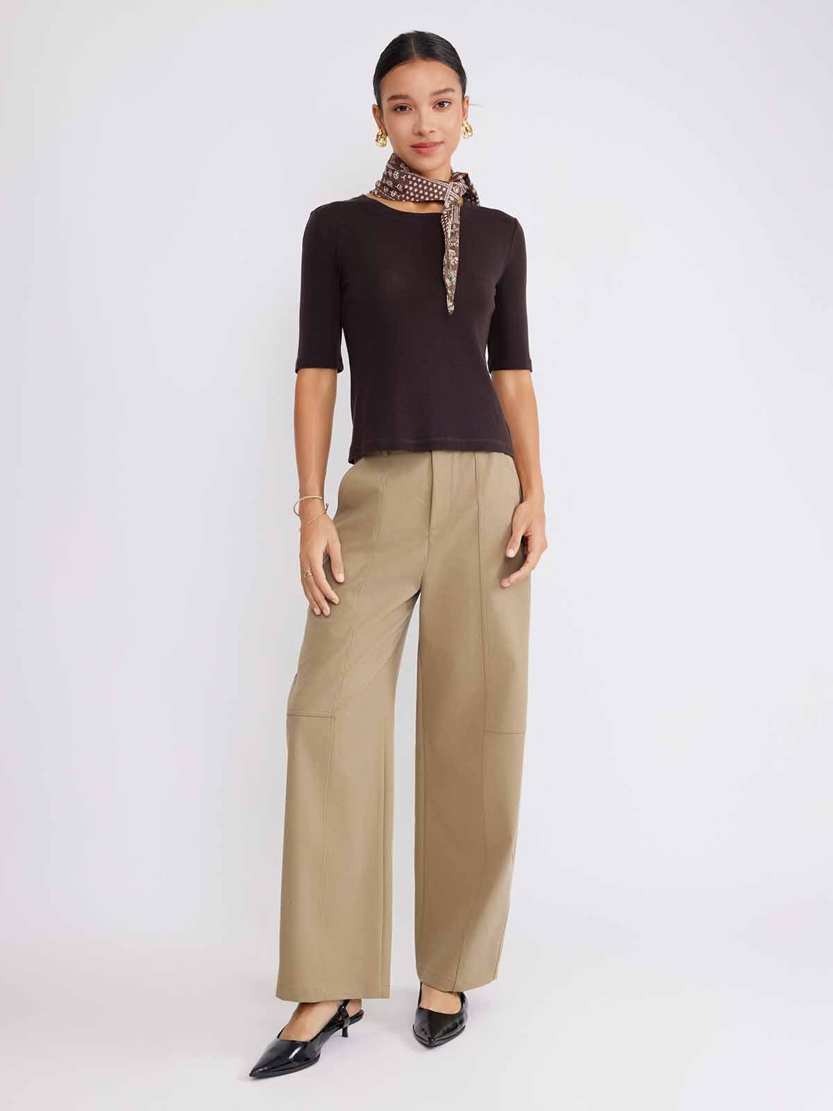 ASOBIO 100% Wool Cropped Knit T-Shirt & Scarf