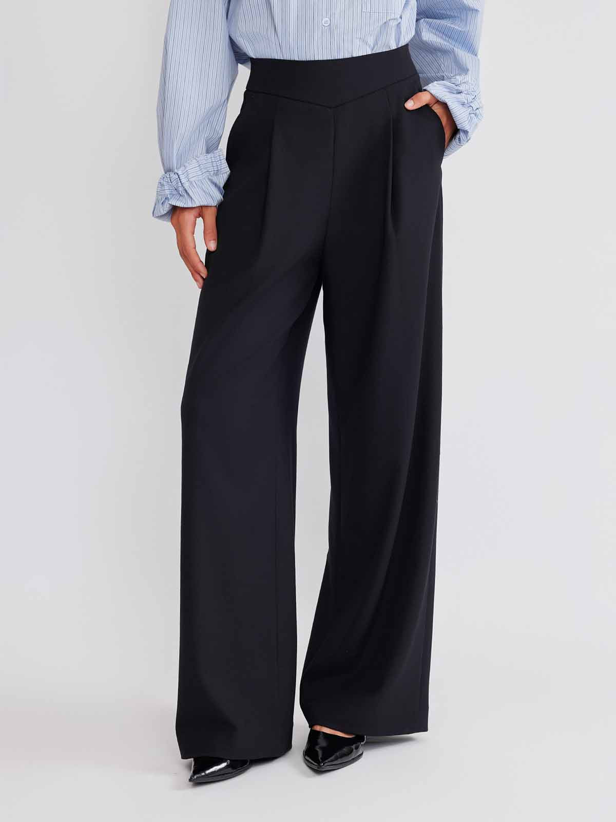 ASOBIO Wool Blend Pleated Trousers