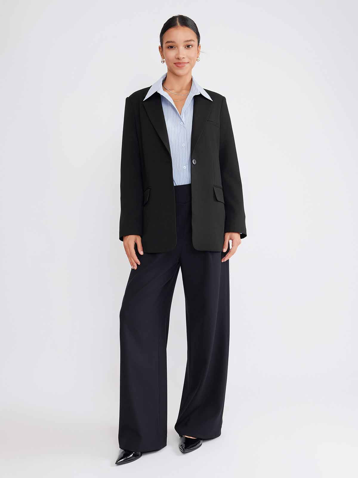 ASOBIO Wool Blend Belted Blazer