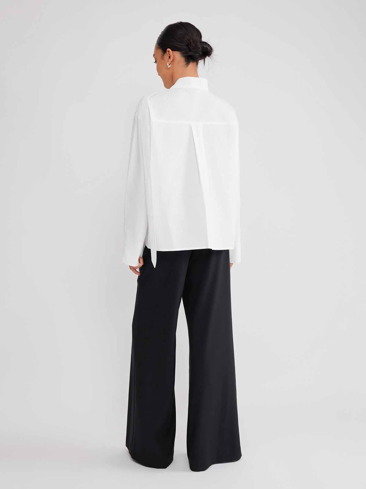 ASOBIO Button-Detail Tie-Neck Blouse