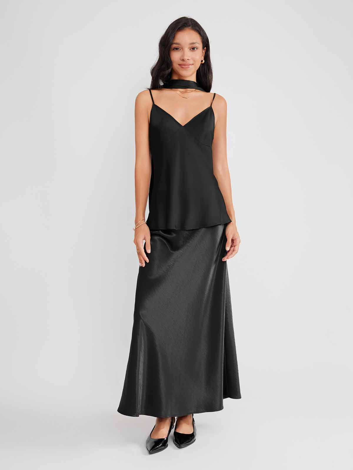 ASOBIO Satin Maxi Skirt