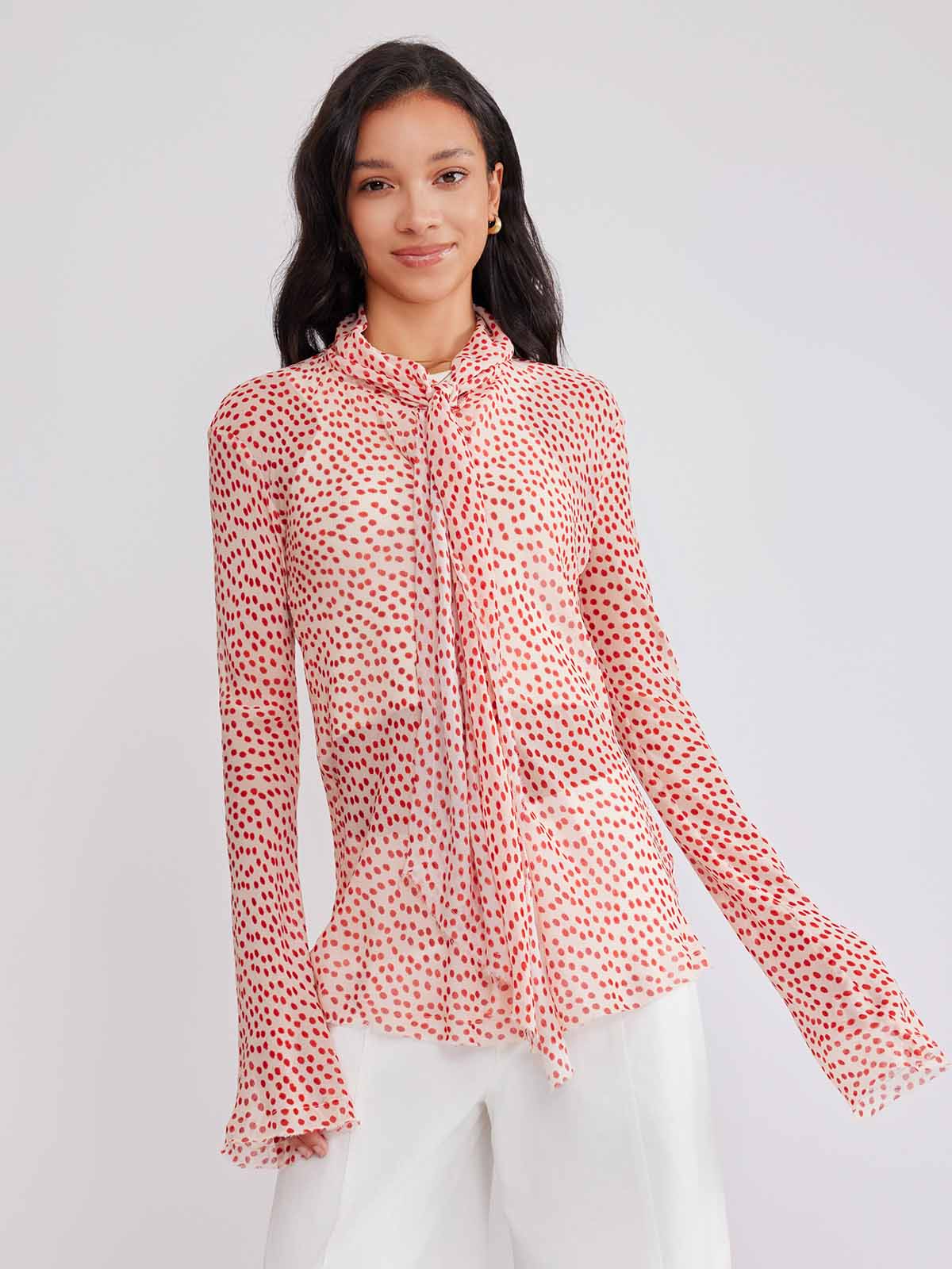 ASOBIO Polka-Dot Blouse