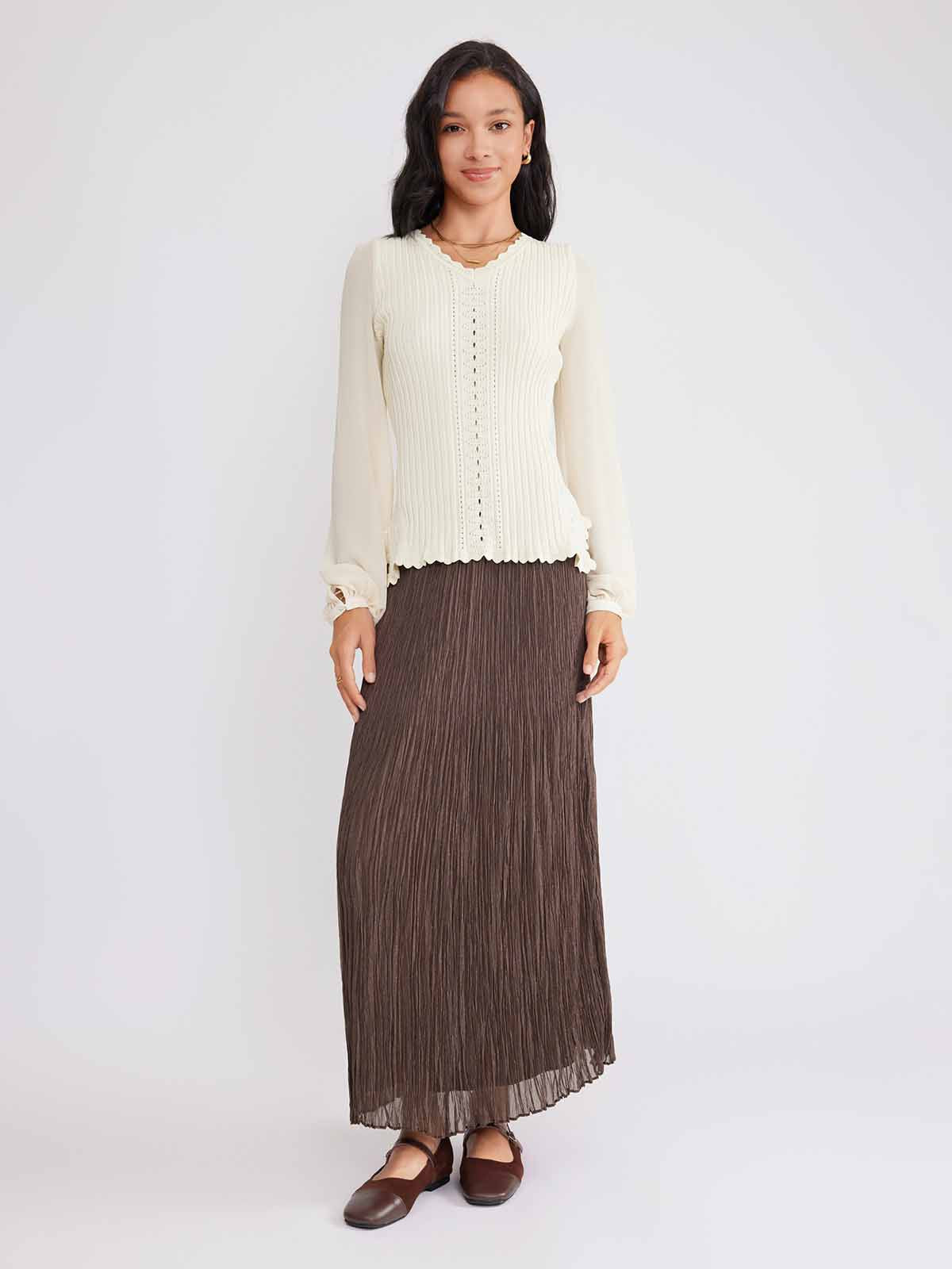 ASOBIO Knit Puff-Sleeve Top