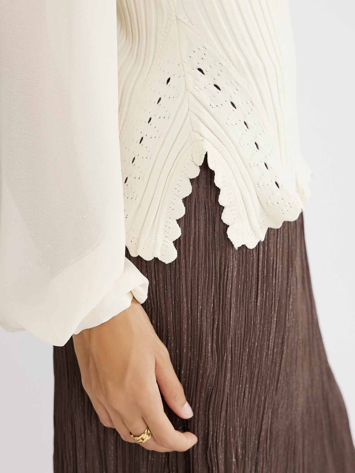 ASOBIO Knit Puff-Sleeve Top