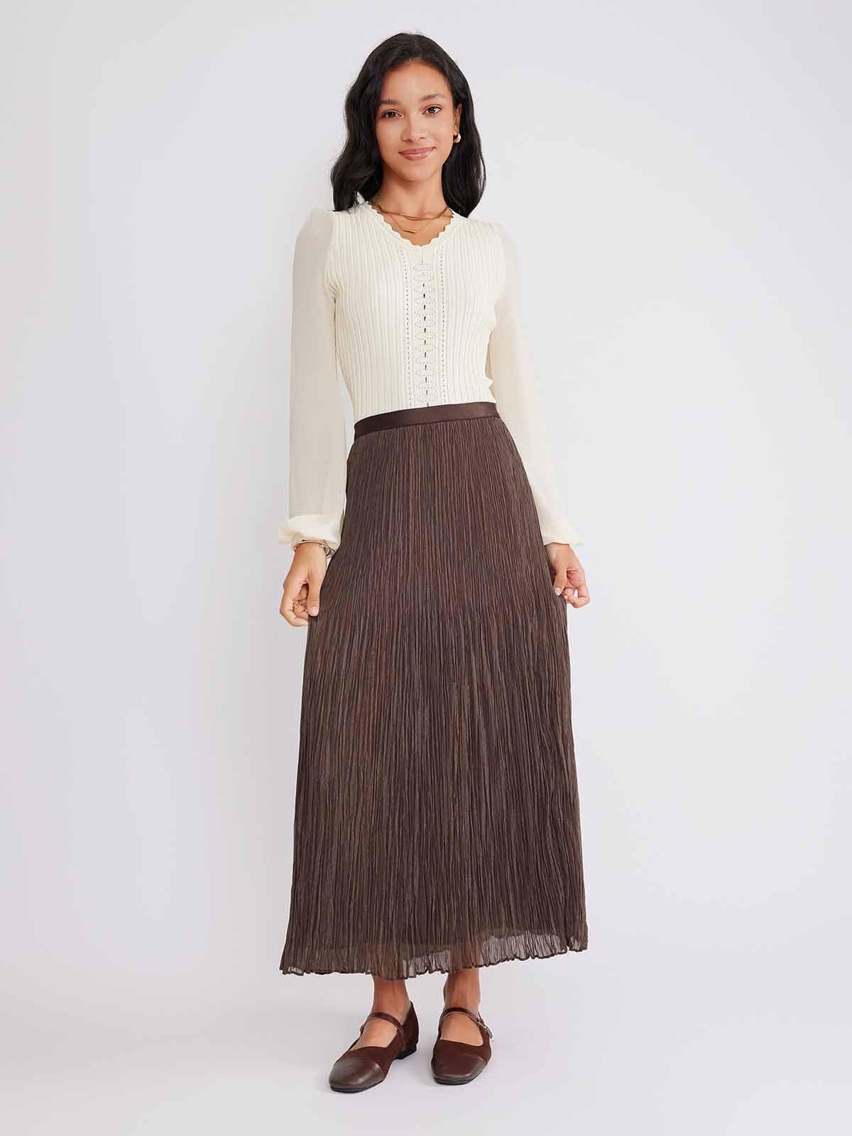 ASOBIO Pleated Maxi Skirt