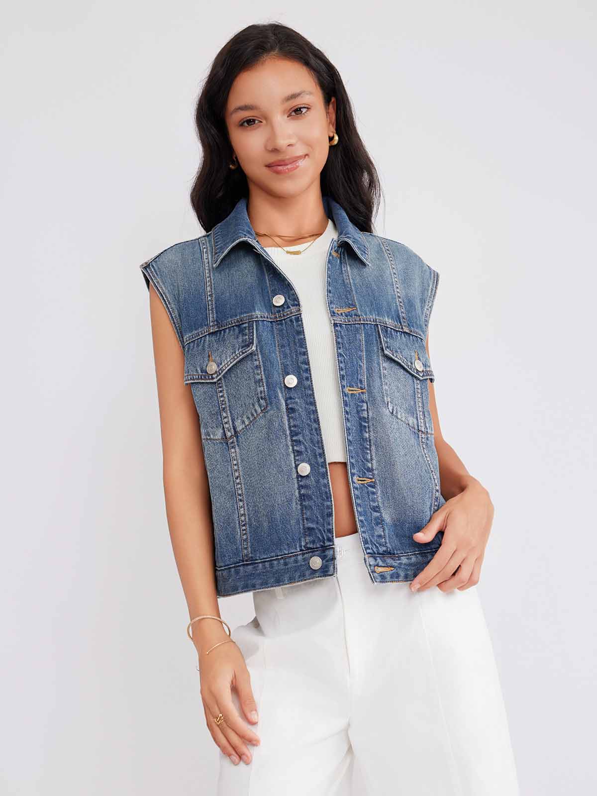 ASOBIO 100% Cotton Denim Vest