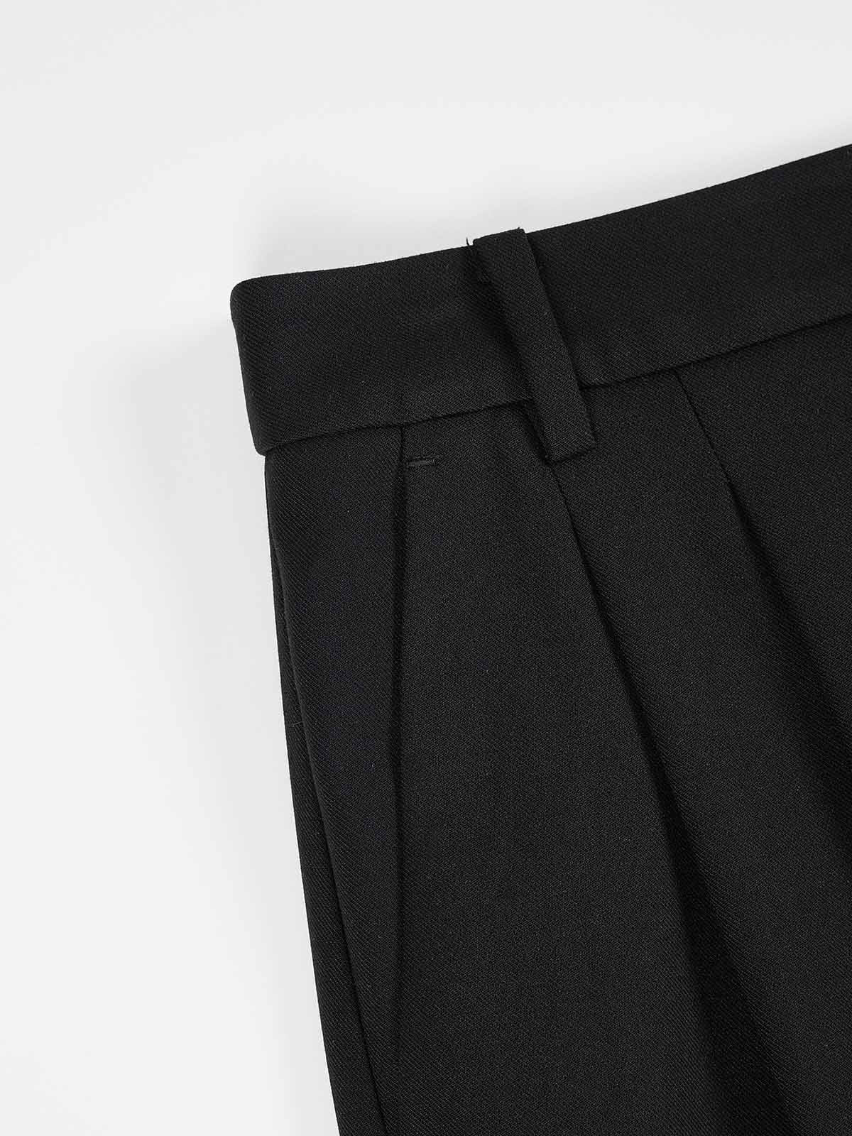ASOBIO Wool Blend Mid-Rise Pleated Wide-Leg Trousers