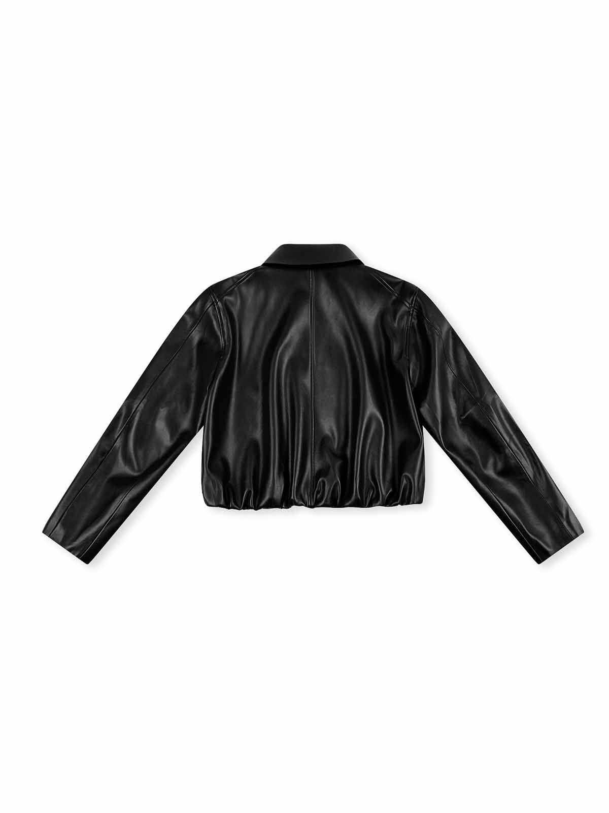 ASOBIO Cropped Faux Leather Jacket