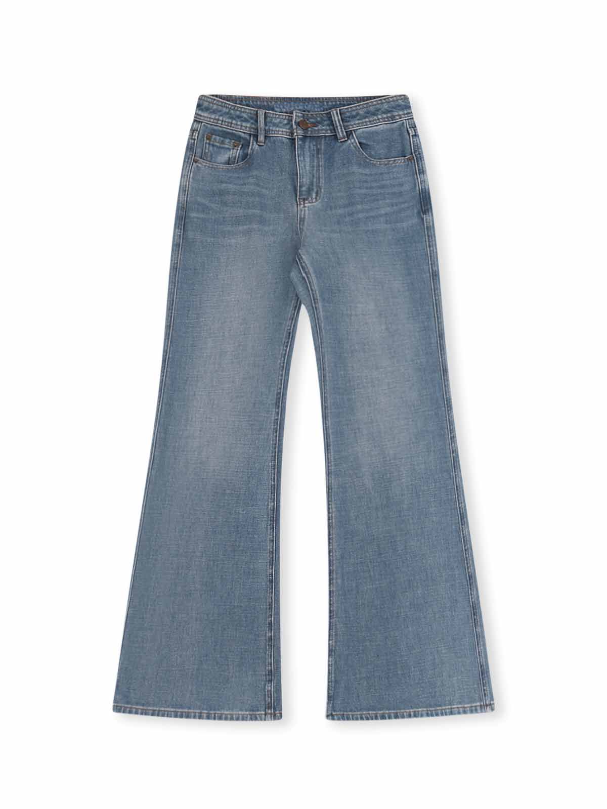 ASOBIO Mid-High Waist Flared Skinny Jeans