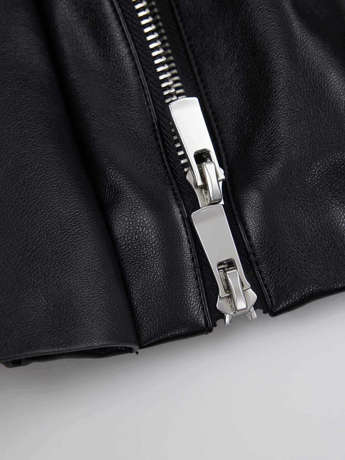 ASOBIO Cropped Faux Leather Jacket