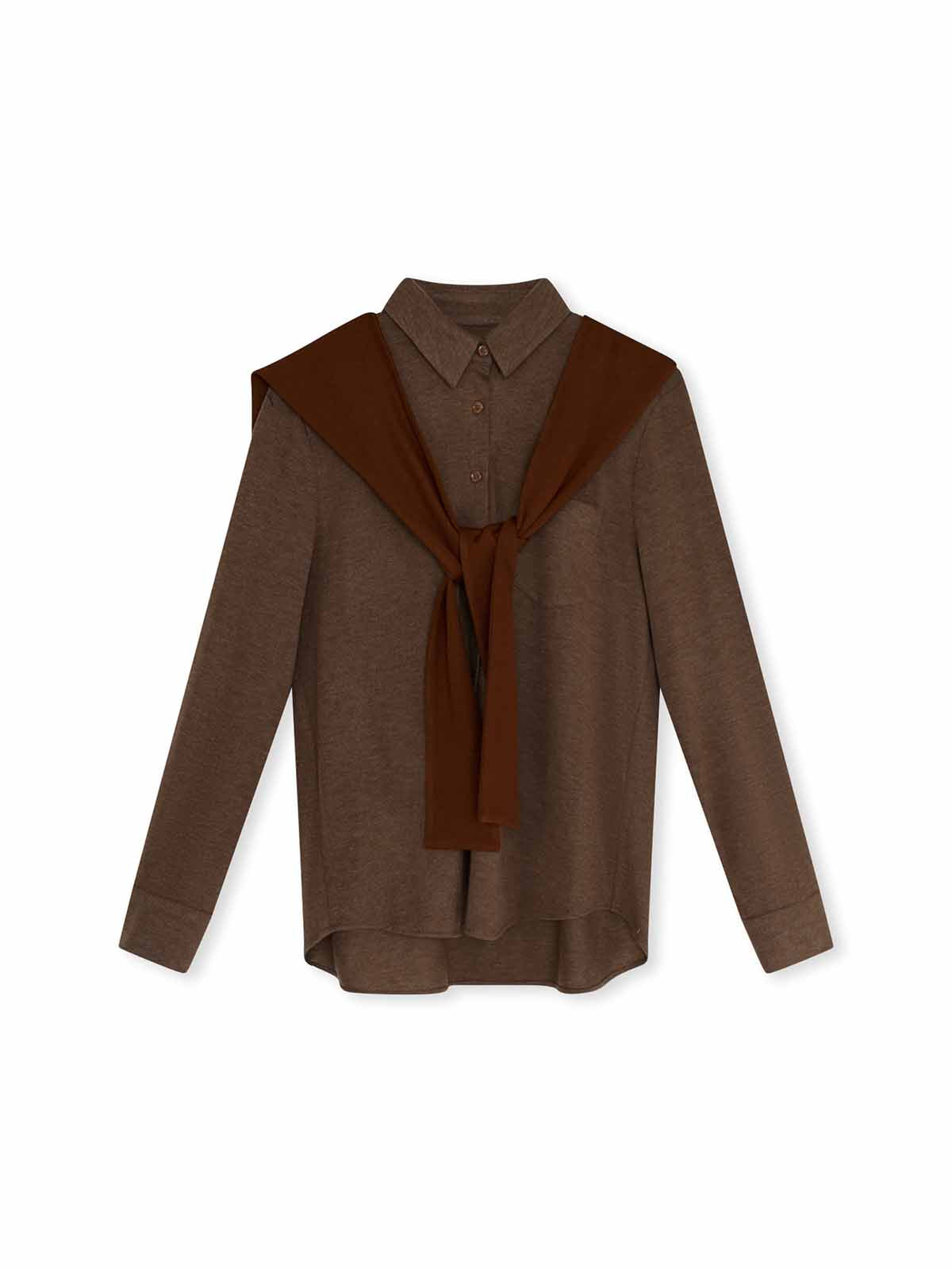 ASOBIO Wool-Blend Shirt with Shoulder Panel