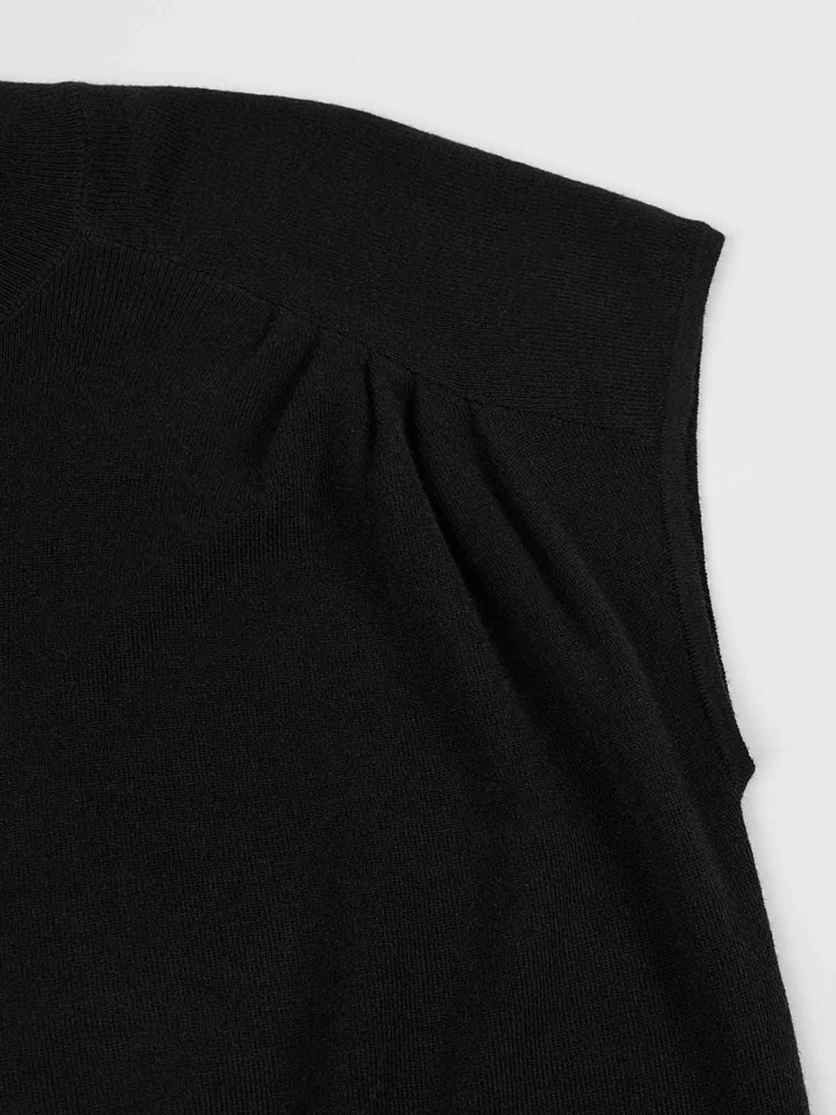 ASOBIO Wool Blend Pleated Shoulder Knit Top