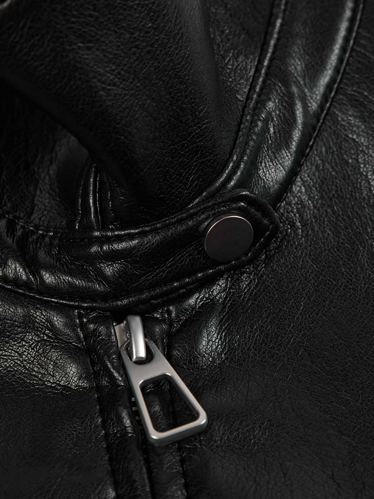 ASOBIO Faux Leather Collared Vest