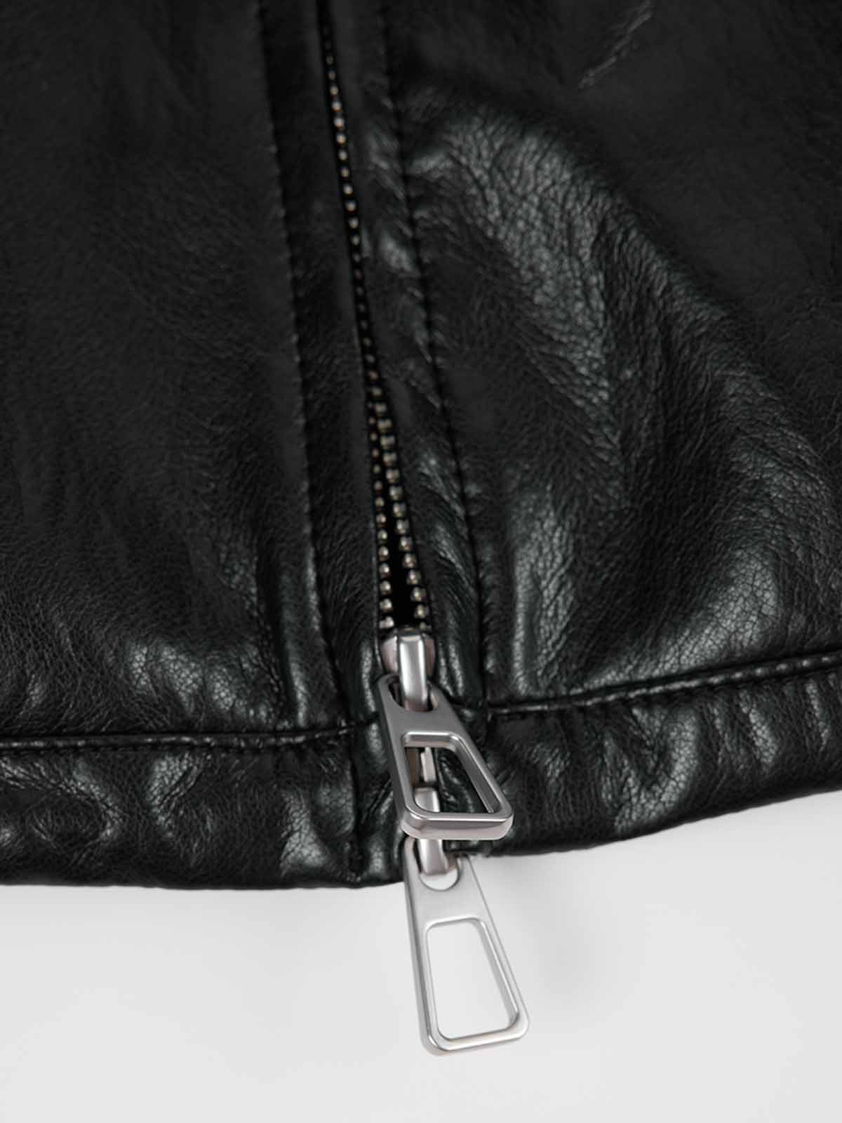 ASOBIO Faux Leather Collared Vest