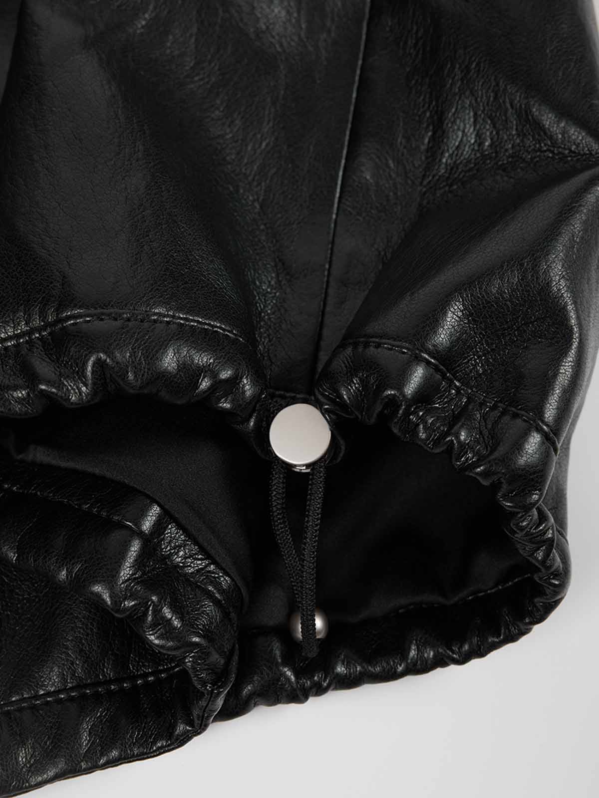 ASOBIO Faux Leather Collared Vest