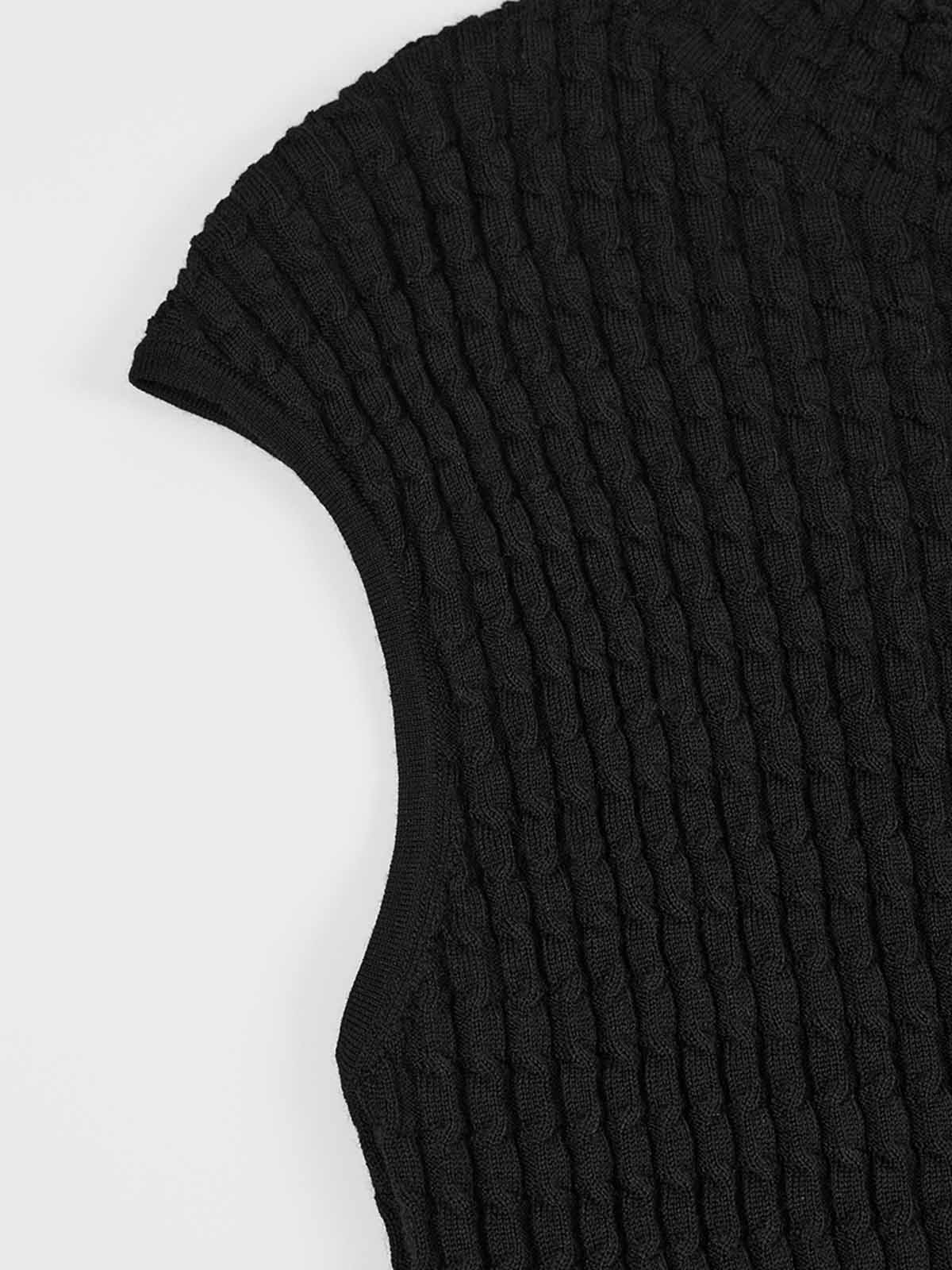 ASOBIO 100% Wool Textured Mockneck Top