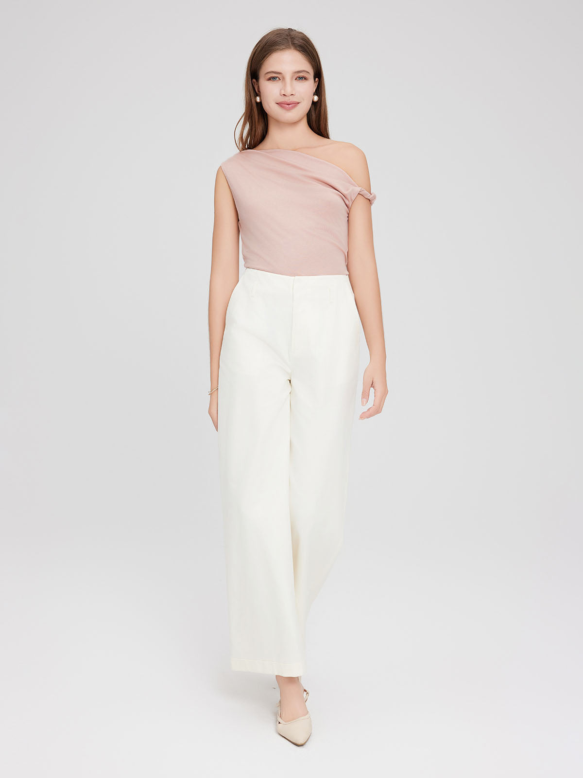 ASOBIO Sculpted Asymmetric Knit Top