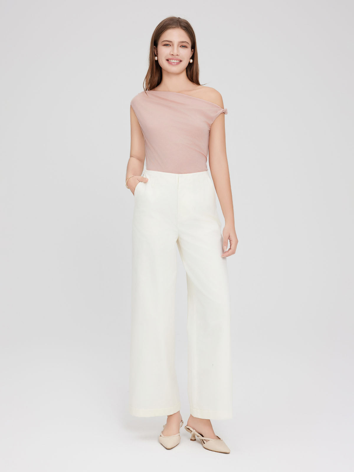 ASOBIO Sculpted Asymmetric Knit Top