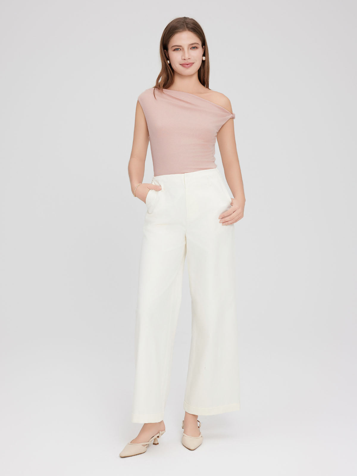 ASOBIO Sculpted Asymmetric Knit Top
