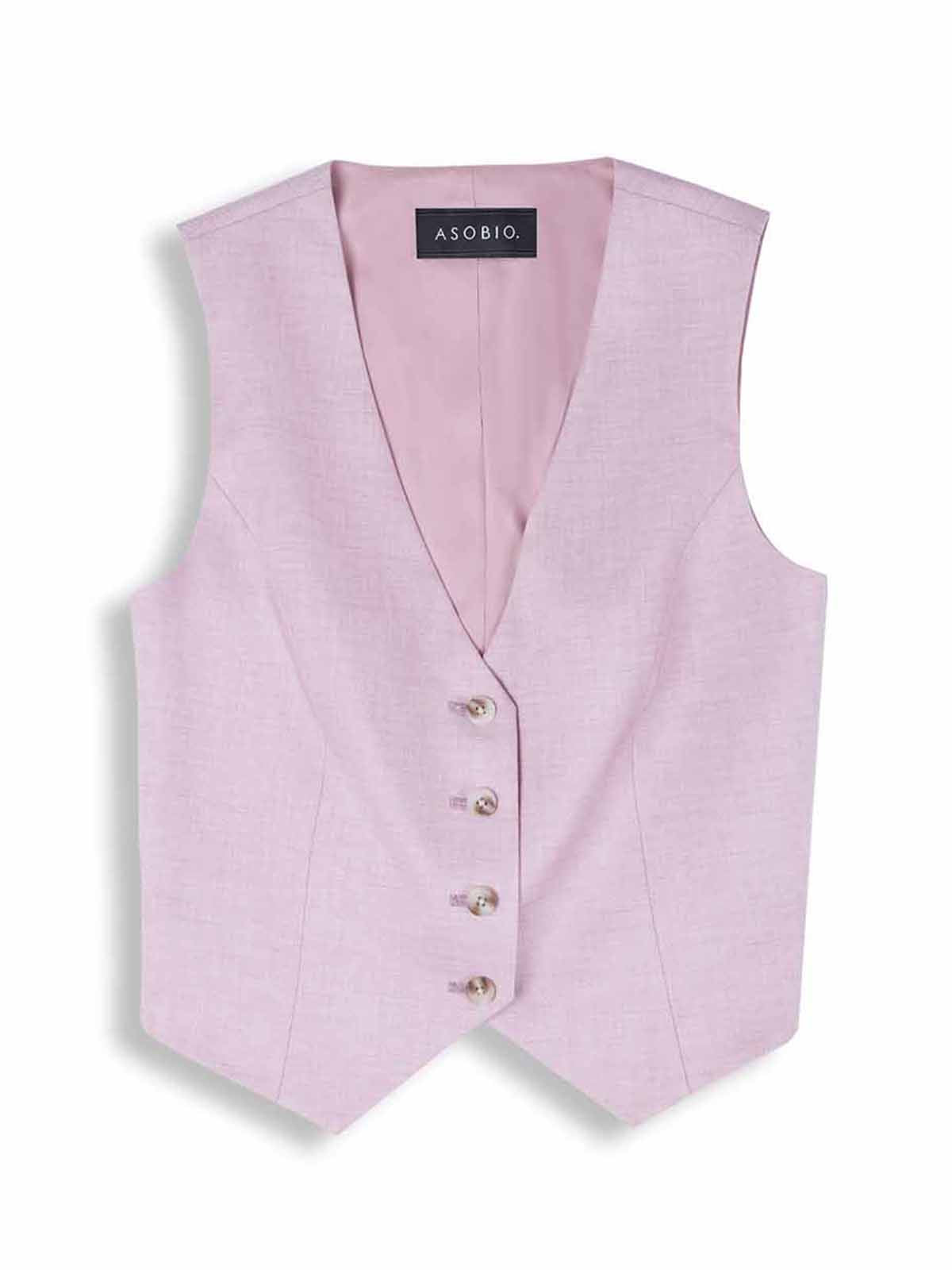 Slim-Fit Wool Blend Button-Up Suit Vest