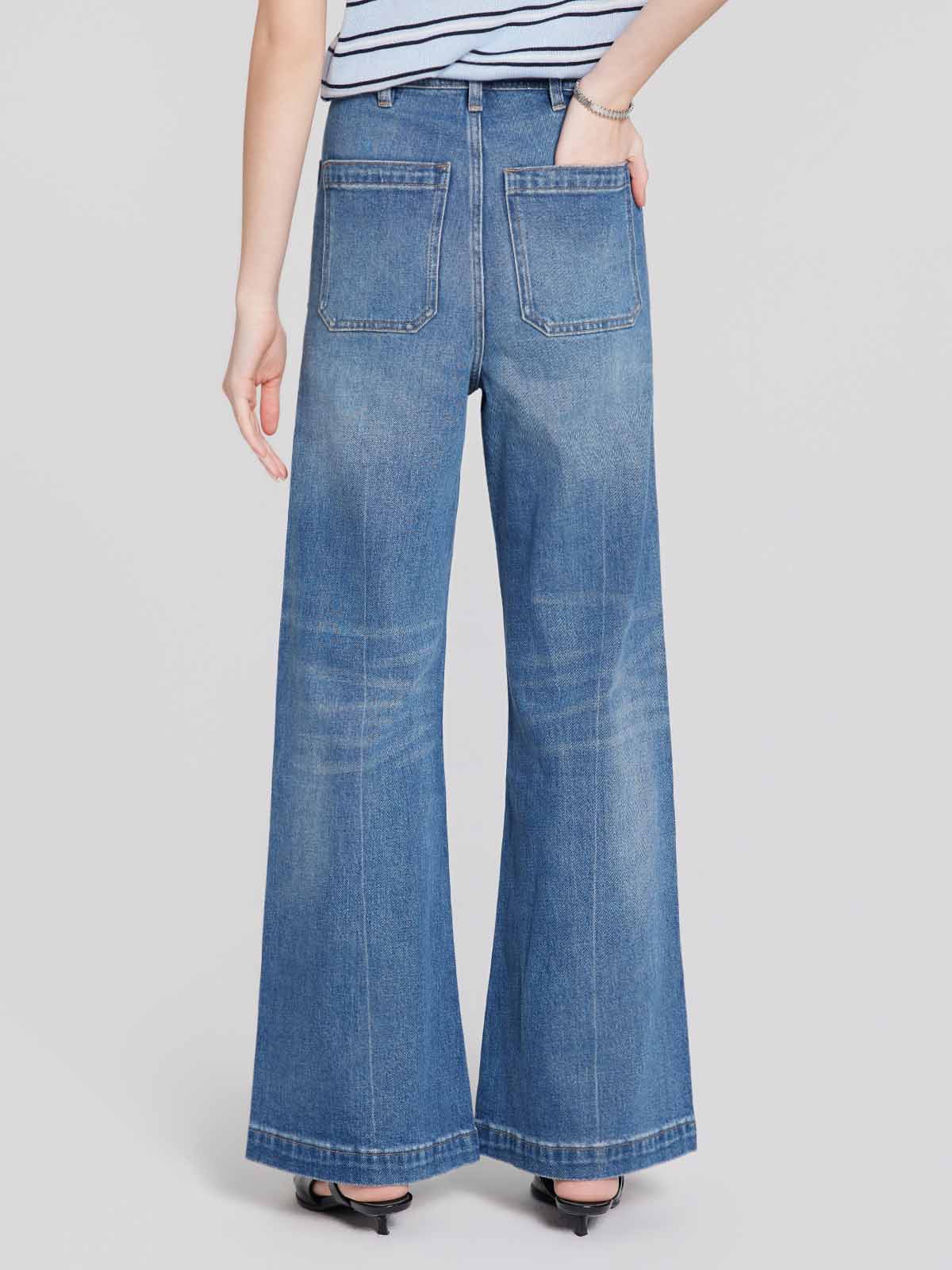 ASOBIO High-Rise Patch Pocket Flare Jean