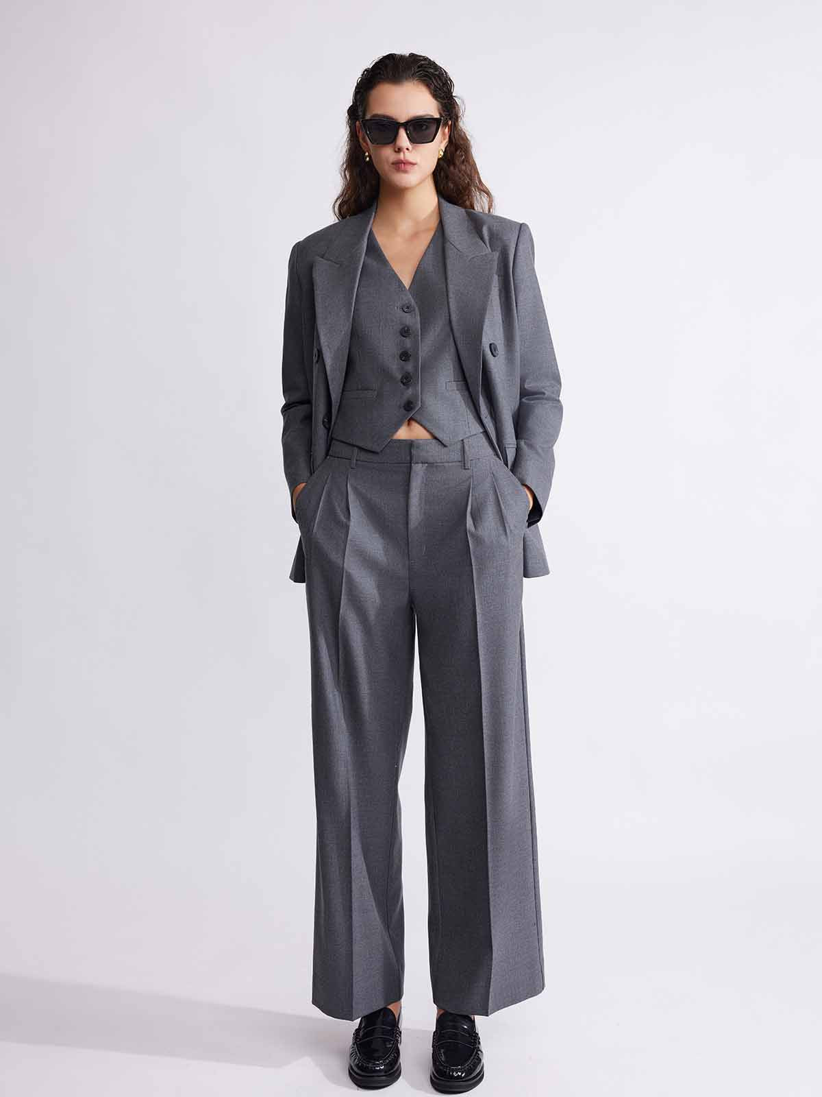 ASOBIO Slim Double-Breasted Blazer