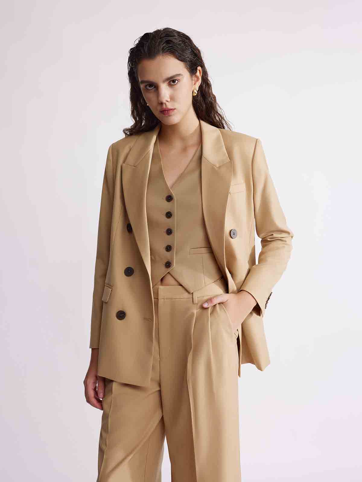 ASOBIO Slim Double-Breasted Blazer